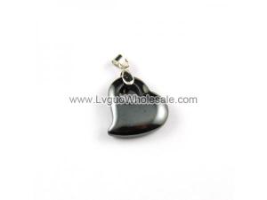 Hematite Hollow Heart 20mm Pendant